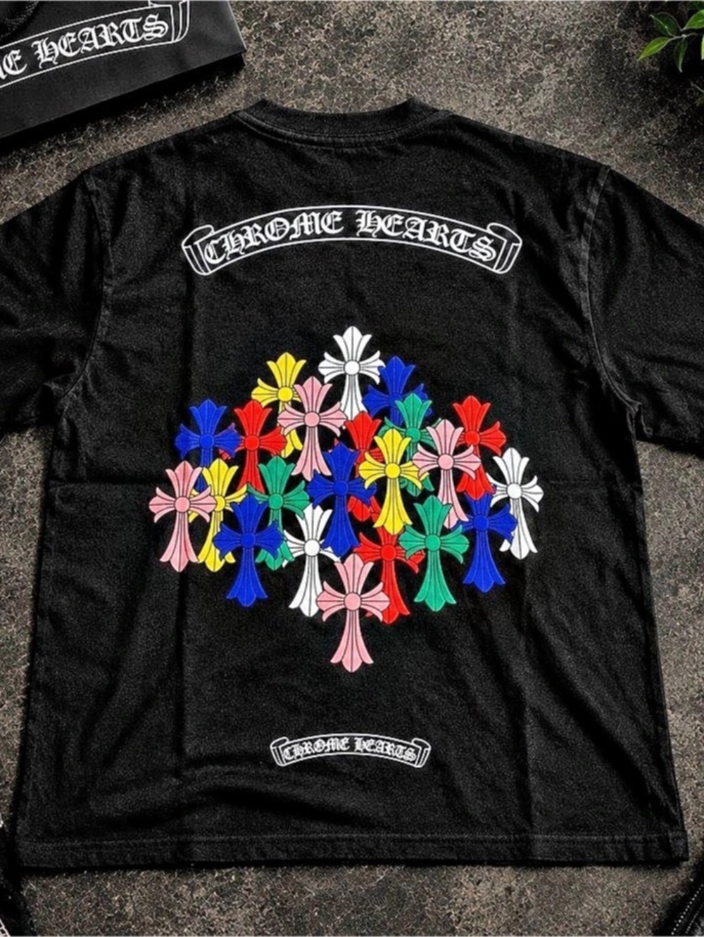 Chrome Hearts Multicolor Cemetery Cross Pocket T-Shirt Black